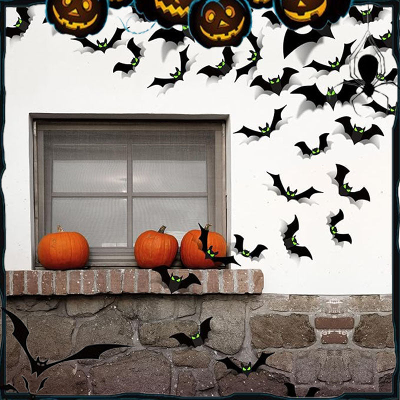 Juego de pegatinas decorativas de murciélagos 3D para Halloween