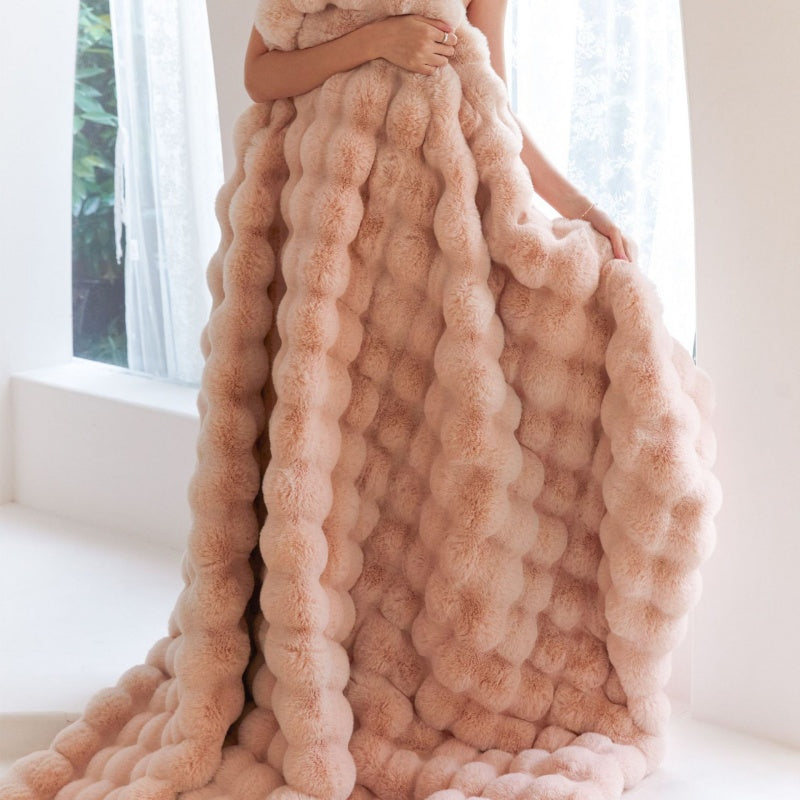 Manta Burbuja de Imitación de Piel de Animal Suave y Multifuncional