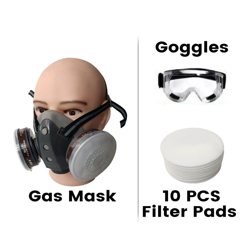 🔥Mascarilla respiratoria integrada a prueba de polvo – Filtros de carbón activado de doble tanque, protección de grado industrial contra gases y polvo 🛡️🔥
