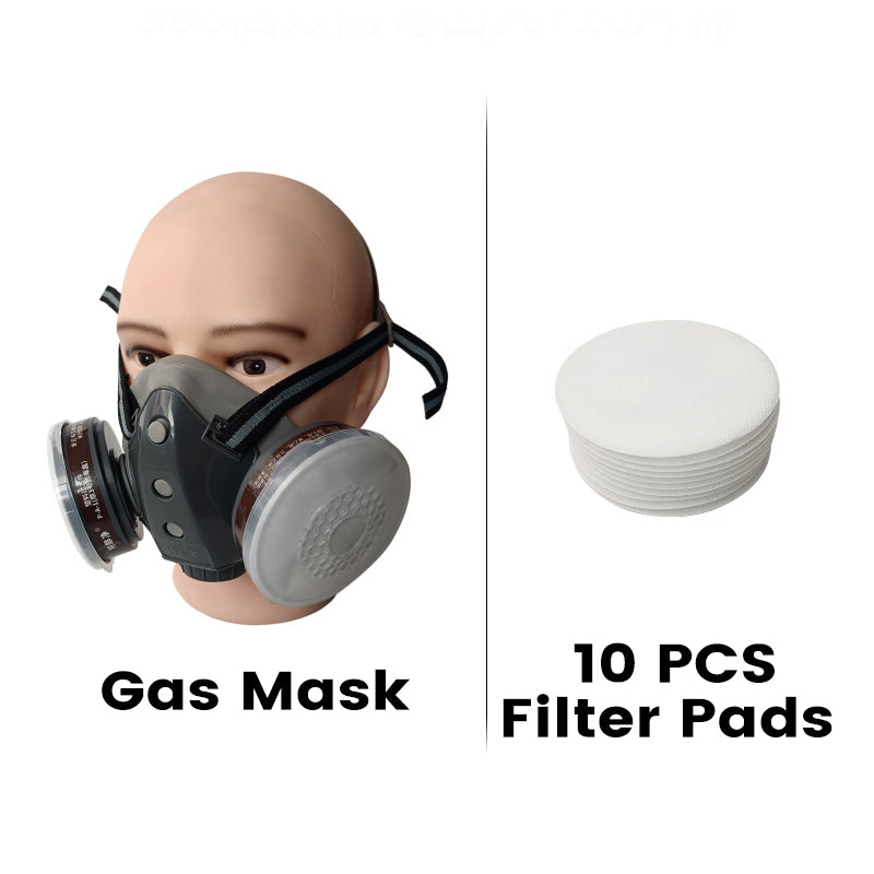 🔥Mascarilla respiratoria integrada a prueba de polvo – Filtros de carbón activado de doble tanque, protección de grado industrial contra gases y polvo 🛡️🔥