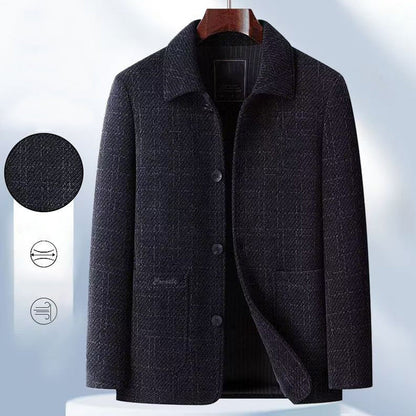 Chaqueta informal de chenilla gruesa para hombre con solapa y botones