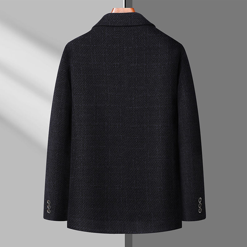 Chaqueta informal de chenilla gruesa para hombre con solapa y botones