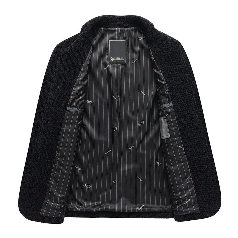 Chaqueta informal de chenilla gruesa para hombre con solapa y botones