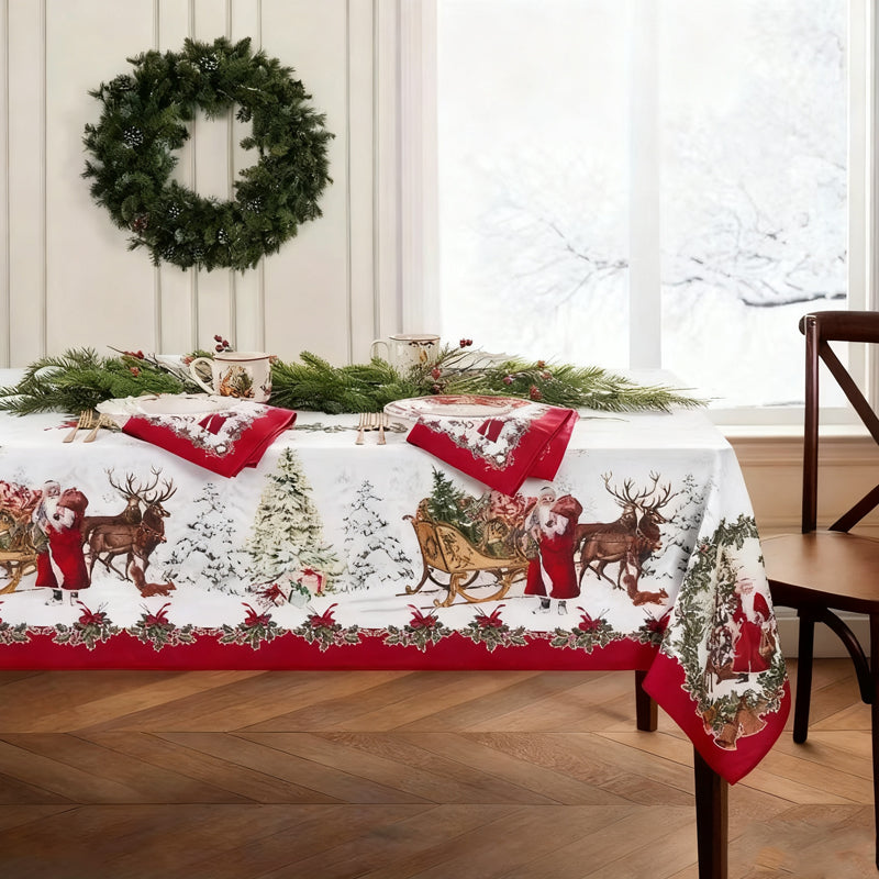 Mantel estampado navideño con estilo