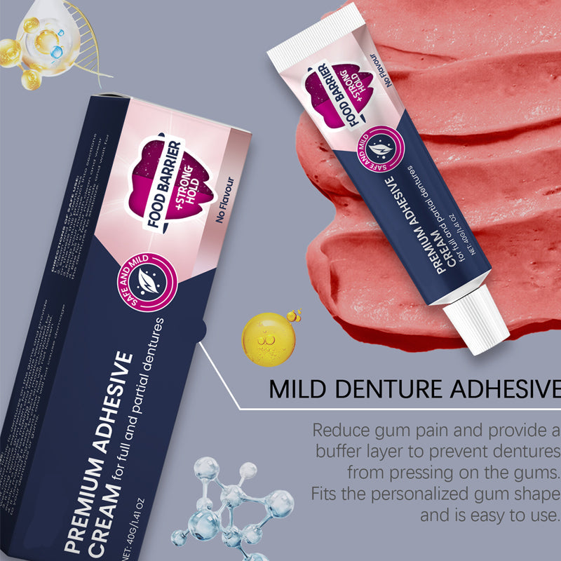 Crema adhesiva para dentaduras postizas de fijación fuerte durante todo el día