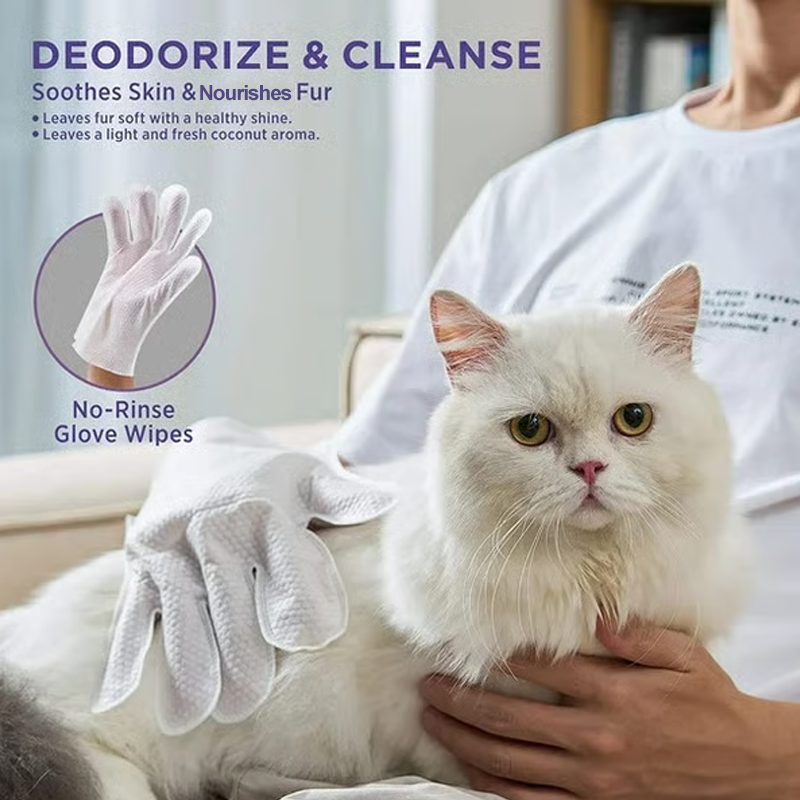 Guantes desodorizantes para la limpieza de mascotas sin enjuague