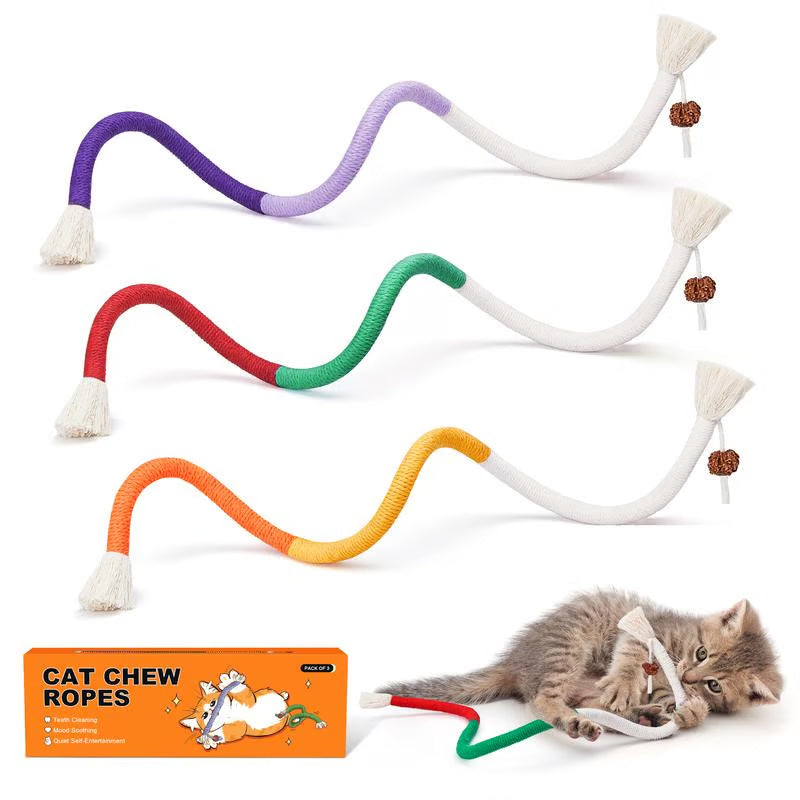 🔥ÚLTIMO DÍA 49% DE DESCUENTO😻Juguete de cuerda masticable: limpiador dental natural y seguro para gatos de interior.