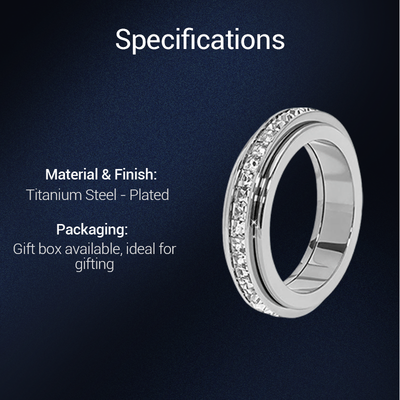 🎄Oferta especial de Navidad🎄Anillo giratorio de titanio y acero con circonit
