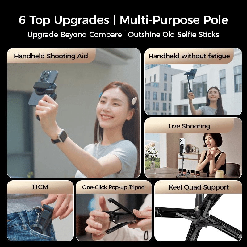 🔥Oferta especial (💥50 % de descuento)🔥Palo de selfie magnético 4 en 1 multifuncional con rotación de 360°