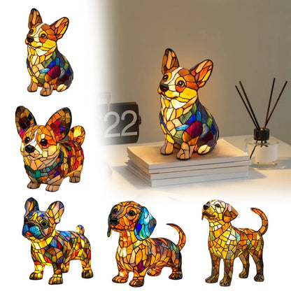 Lámpara de mesa LED con forma de cachorro con bloques de color