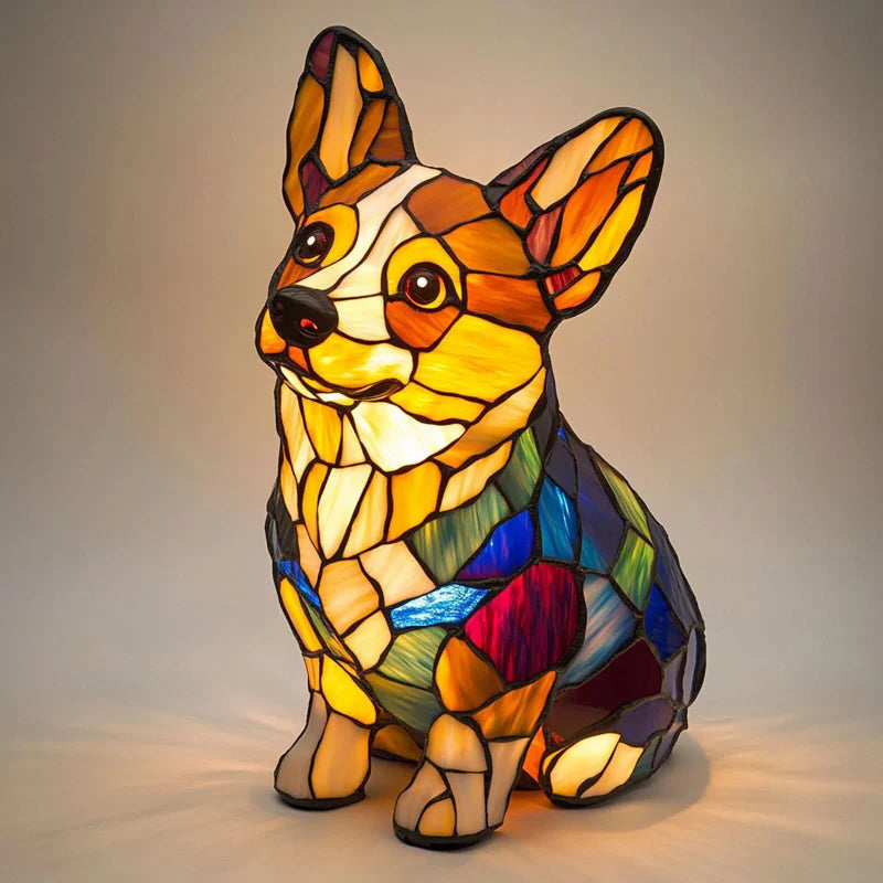 Lámpara de mesa LED con forma de cachorro con bloques de color