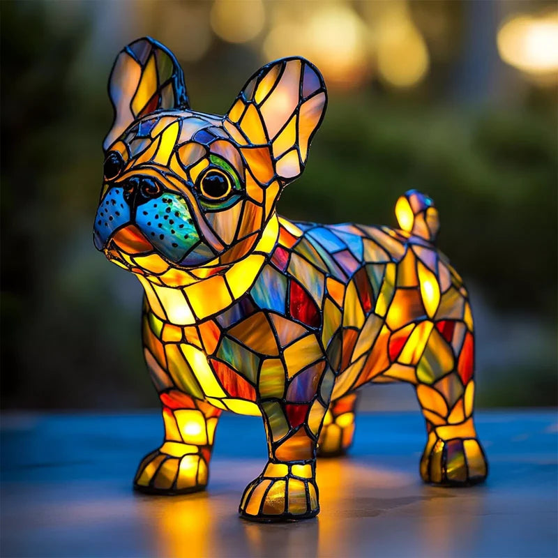 Lámpara de mesa LED con forma de cachorro con bloques de color
