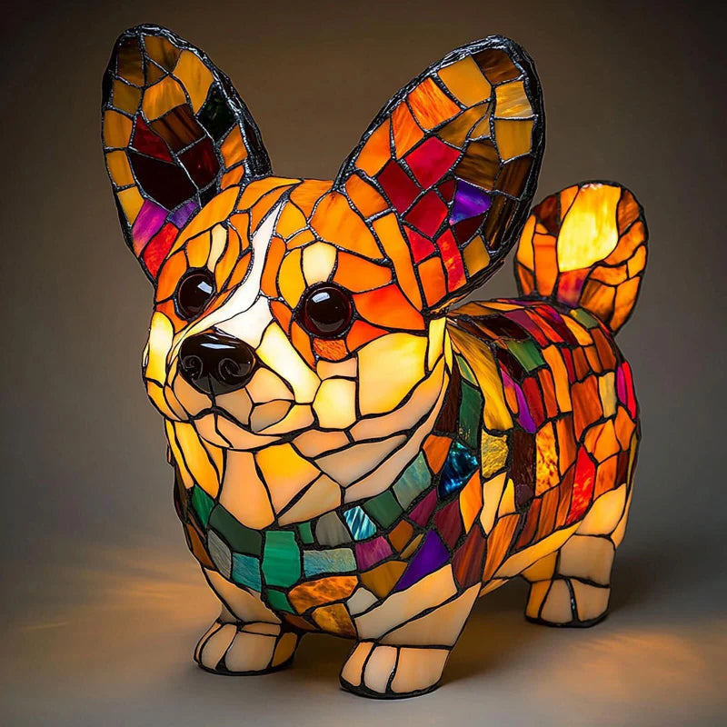 Lámpara de mesa LED con forma de cachorro con bloques de color