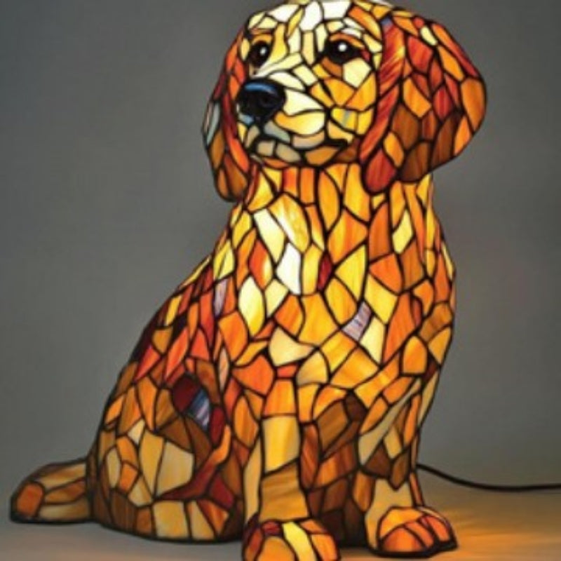 Lámpara de mesa LED con forma de cachorro con bloques de color
