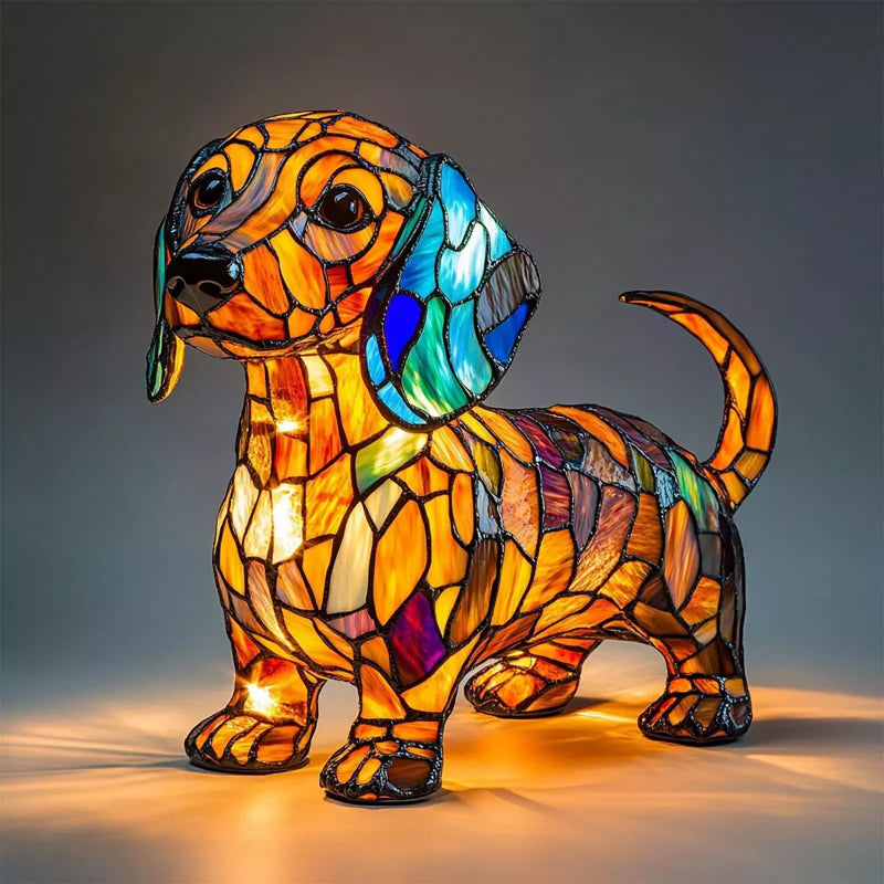 Lámpara de mesa LED con forma de cachorro con bloques de color