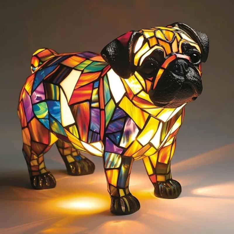 Lámpara de mesa LED con forma de cachorro con bloques de color