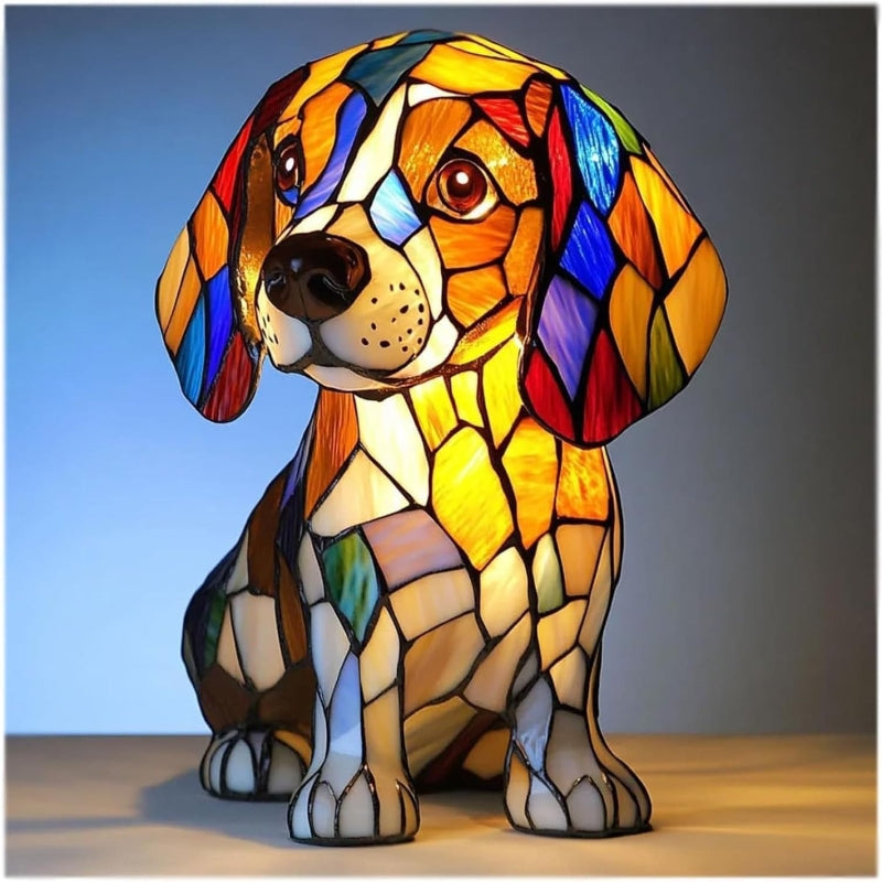 Lámpara de mesa LED con forma de cachorro con bloques de color