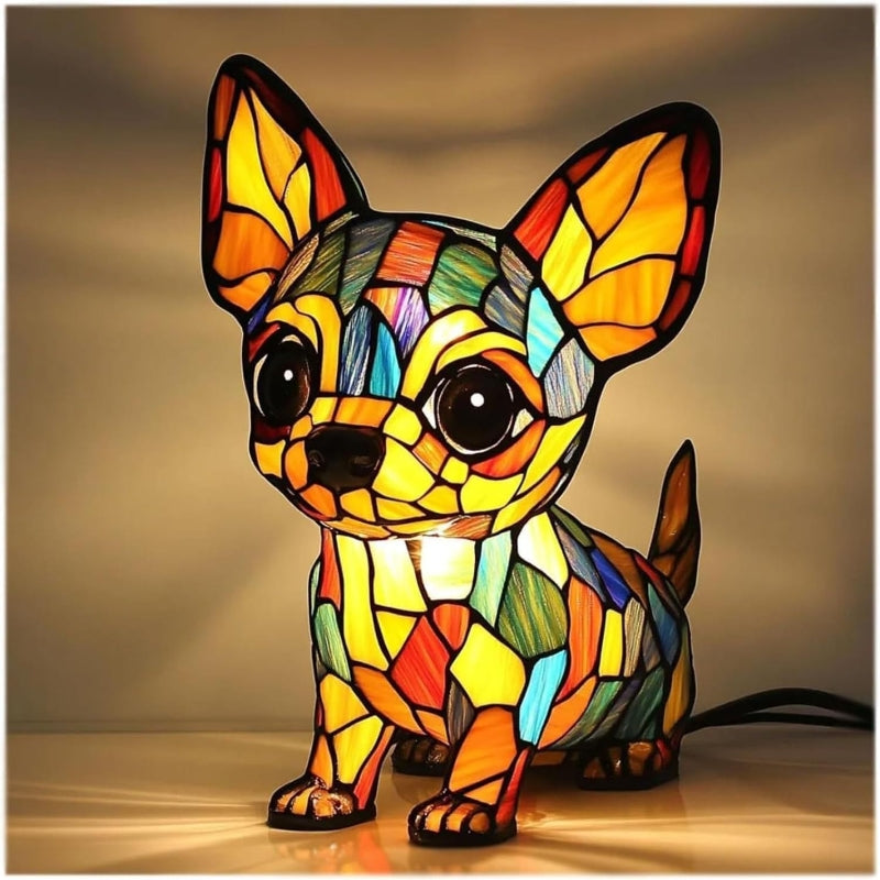 Lámpara de mesa LED con forma de cachorro con bloques de color