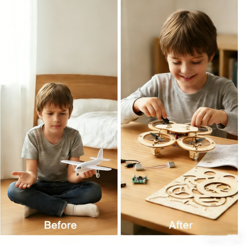 💥61% DE DESCUENTO🚀✈️ Kit de montaje de dron de madera para niños 🎁
