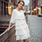🎁 ¡50 % DE DESCUENTO! Elegante vestido con mangas con volantes en capas para mujer: un estilo sencillo para cualquier ocasión 💃