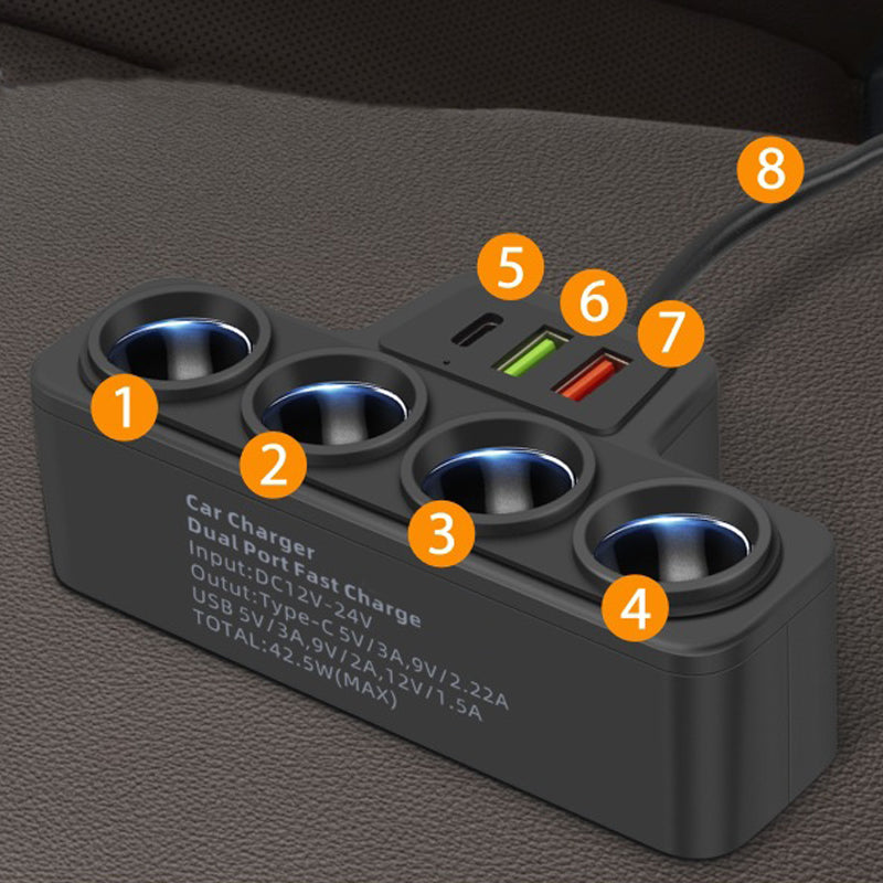 🔥 ¡60% DE DESCUENTO! 🚗⚡Adaptador para Encendedor de Cigarrillos 7 en 1 – más puertos, más potencia y máxima comodidad 🔌✨