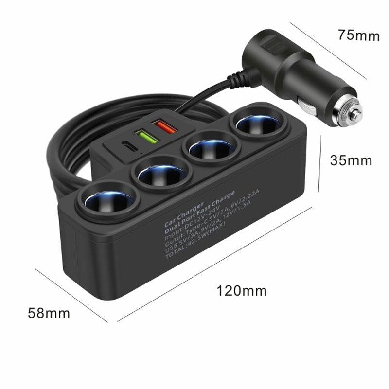 🔥 ¡60% DE DESCUENTO! 🚗⚡Adaptador para Encendedor de Cigarrillos 7 en 1 – más puertos, más potencia y máxima comodidad 🔌✨