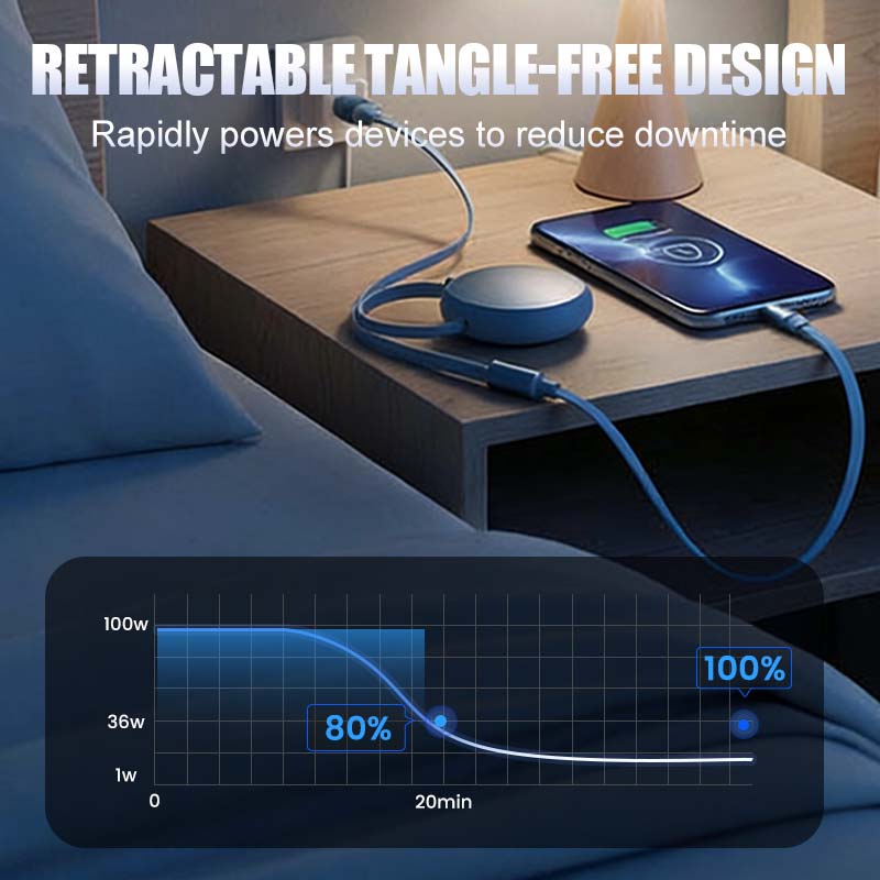 Cable de carga múltiple retráctil 3 en 1 de 100