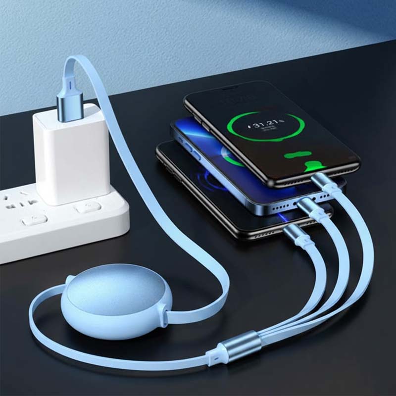Cable de carga múltiple retráctil 3 en 1 de 100