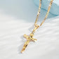 🔥【1° Más Vendido】🔥 ¡50% DE DESCUENTO! ⏰ Collar con colgante de crucifijo tono dorado – Diseño detallado INRI, cadena Figaro ajustable y joya religiosa para el día a día ✝️✨