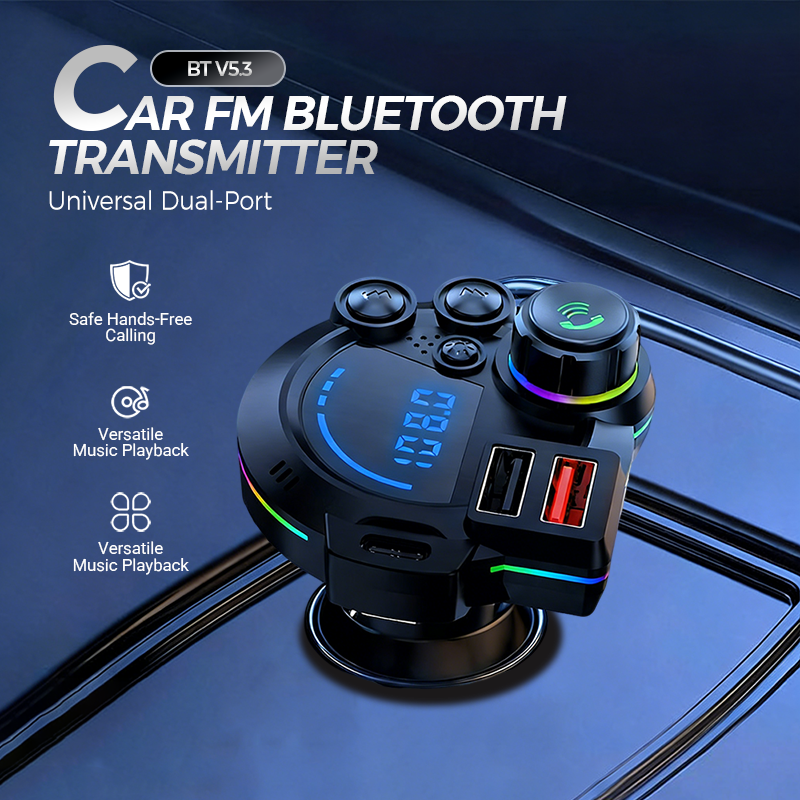 🔥Oferta por tiempo limitado: Transmisor Bluetooth FM universal de doble puerto para coche.