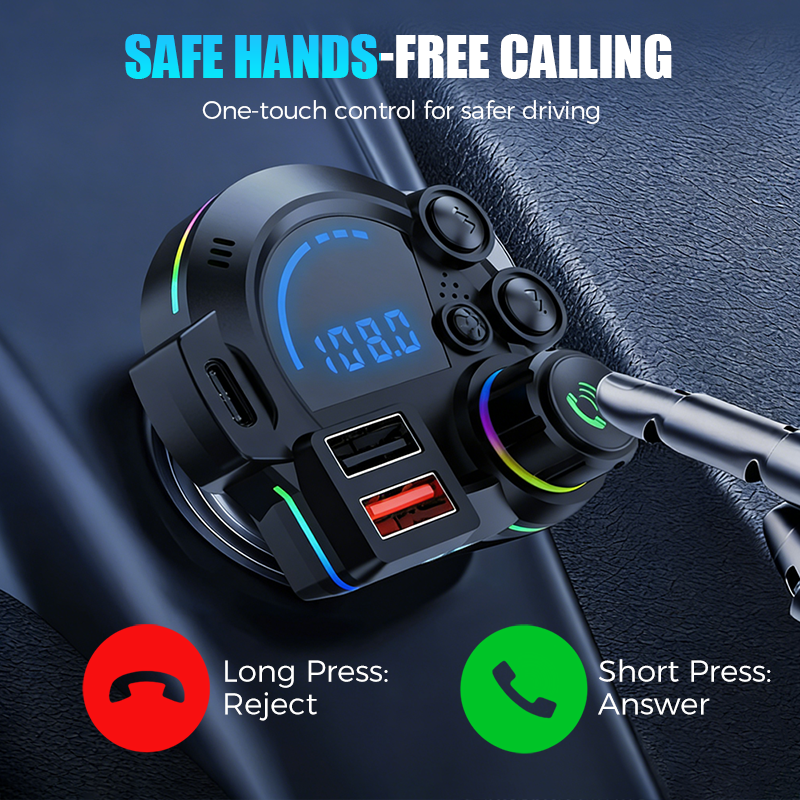 🔥Oferta por tiempo limitado: Transmisor Bluetooth FM universal de doble puerto para coche.