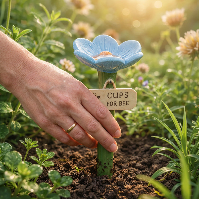 🌿🌸 Bebedero de abejas de cerámica con forma de flor💦🐝Práctico dispensador de agua para abejas, resistente a la intemperie y sostenible: ¡respetuoso con los insectos!