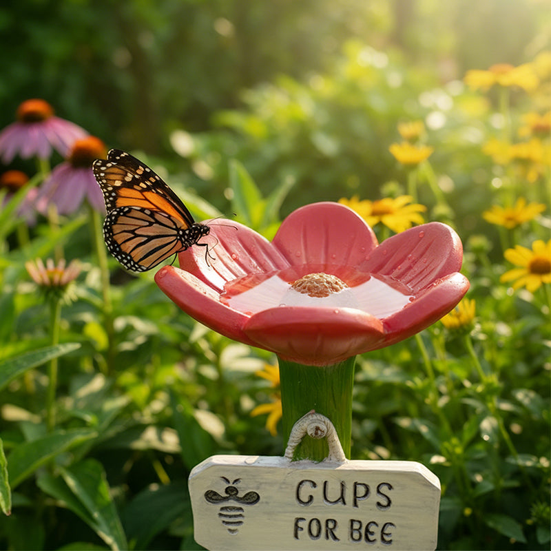 🌿🌸 Bebedero de abejas de cerámica con forma de flor💦🐝Práctico dispensador de agua para abejas, resistente a la intemperie y sostenible: ¡respetuoso con los insectos!