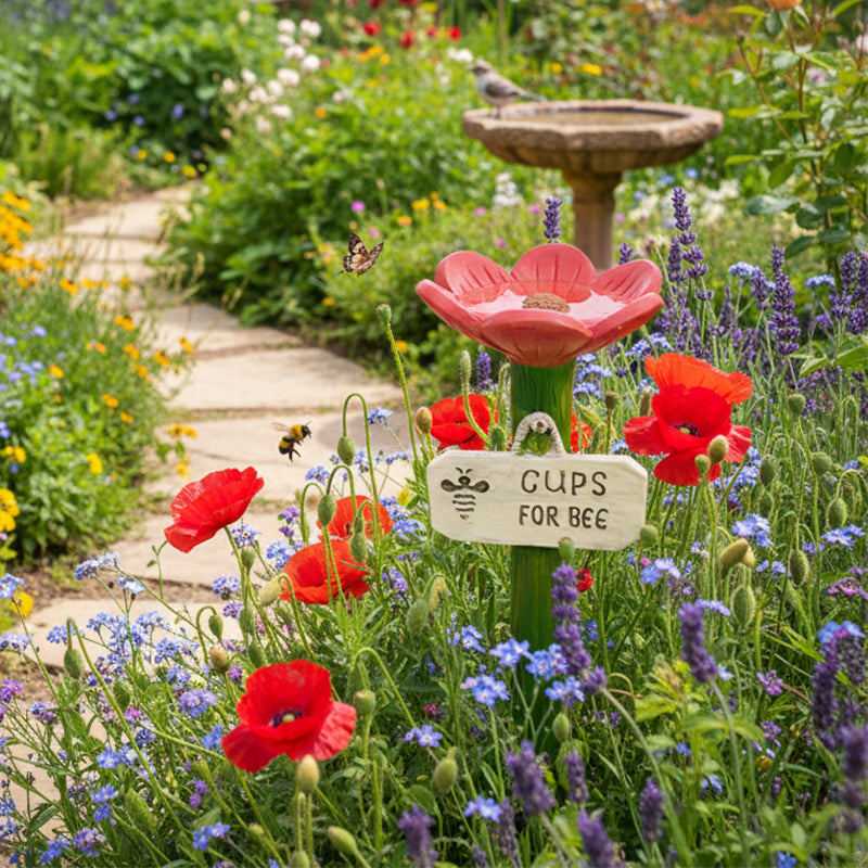 🌿🌸 Bebedero de abejas de cerámica con forma de flor💦🐝Práctico dispensador de agua para abejas, resistente a la intemperie y sostenible: ¡respetuoso con los insectos!