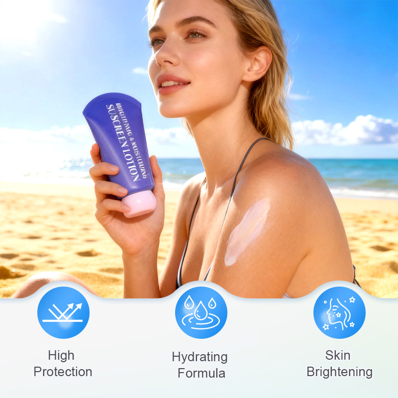 Loción protectora solar iluminadora e hidratante