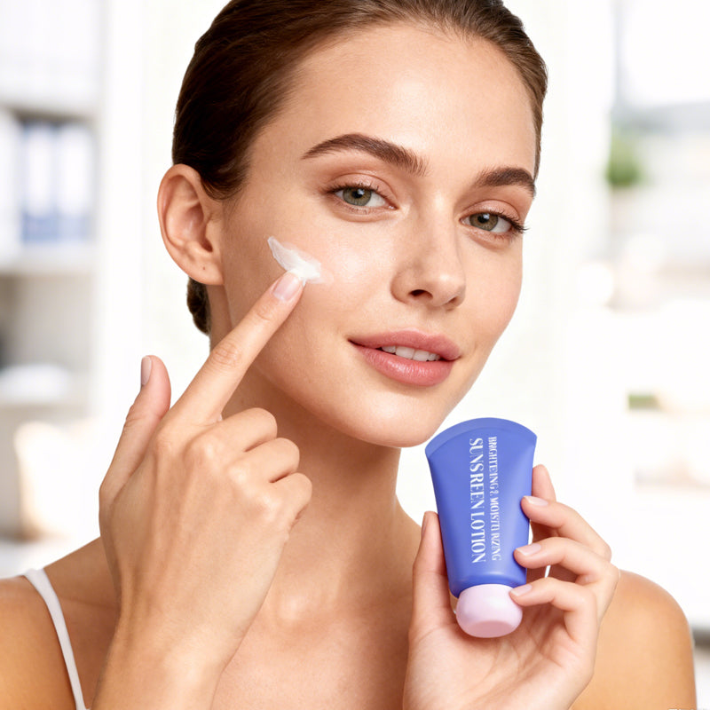 Loción protectora solar iluminadora e hidratante