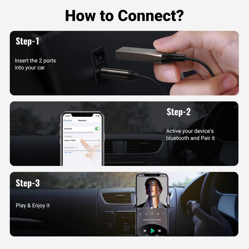 Receptor de audio Bluetooth 5.0 Adaptador de audio con cable USB