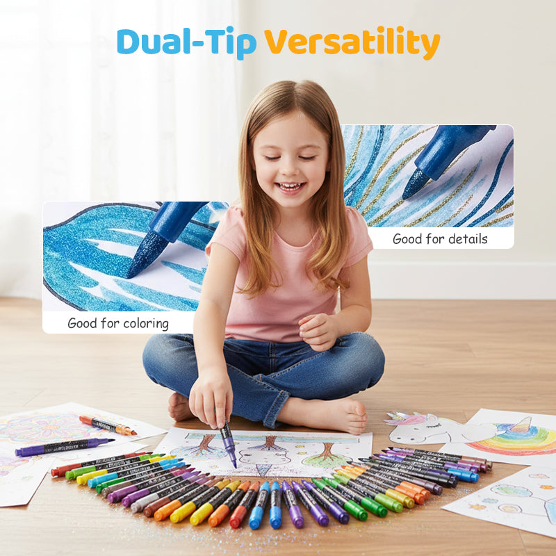 💖96 Colors Dual-Tip Glitter Marker Set