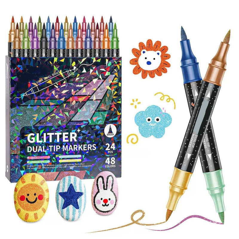 💖96 Colors Dual-Tip Glitter Marker Set