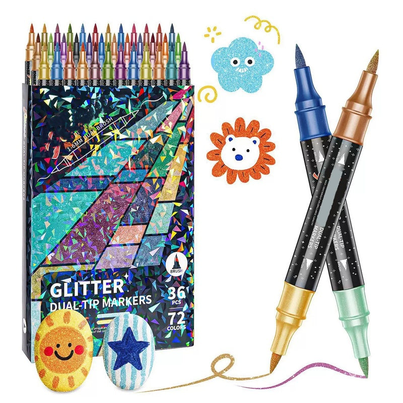 💖96 Colors Dual-Tip Glitter Marker Set