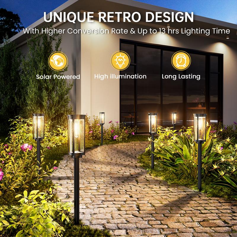 🌞 ¡Recibe la primavera con un 50% de descuento! 🌞 Luces solares para jardín – Diseño retro, 12-14 horas de iluminación y resistencia al agua IP65
