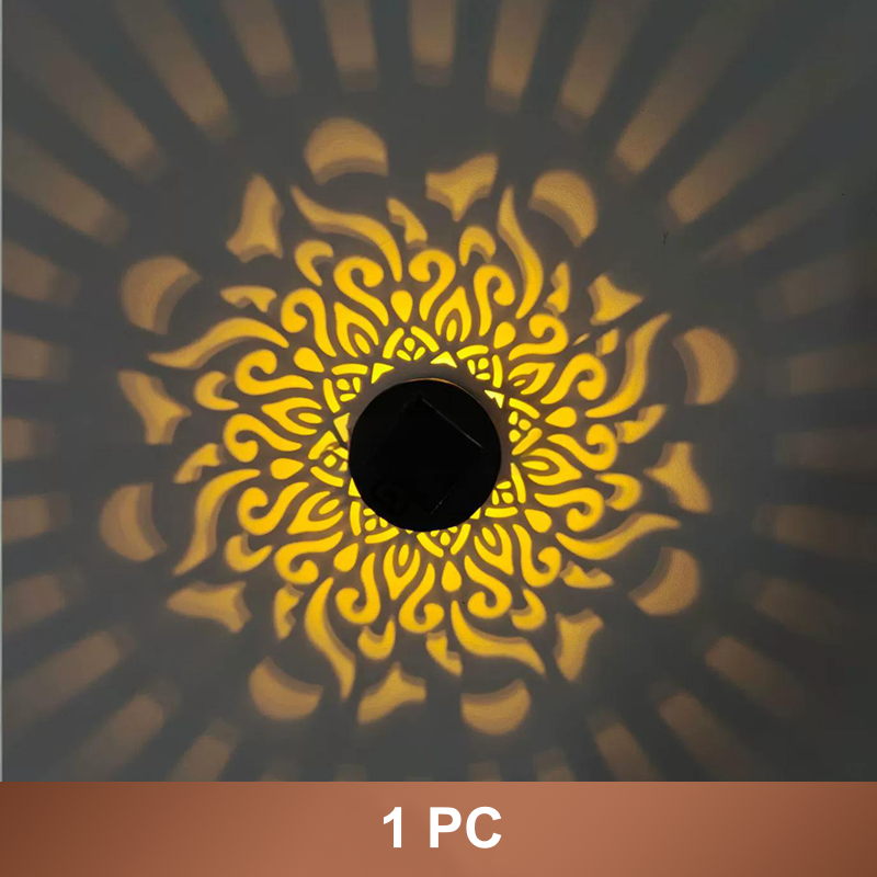 ☀️ Lámpara solar tipo mandala para jardín y terraza – 2 en 1: luz de suelo y de pared – Decoración luminosa ornamental con efecto vintage – Resistente al óxido y durader