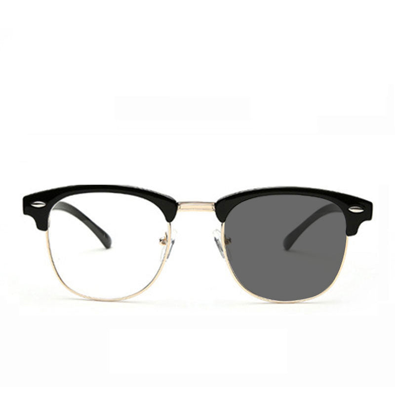 Gafas fotocromáticas retro de media montura que bloquean la luz azul.