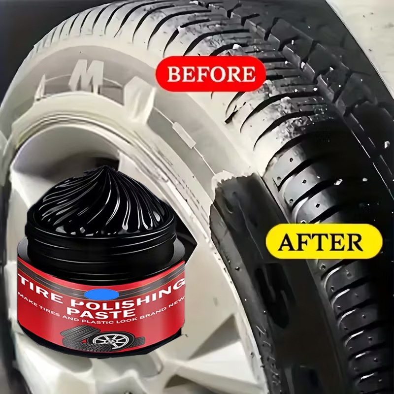 Pasta renovadora para neumáticos y molduras de coche: brillo negro intenso, protección UV y fácil aplicación 💎