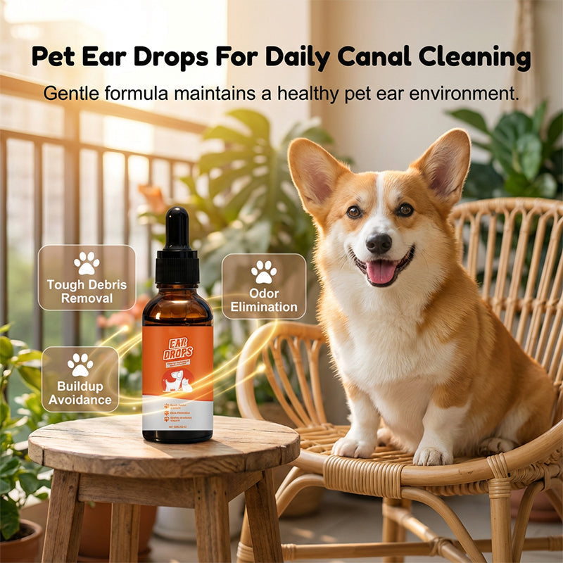 Gotas naturales para los oídos de perros y gatos para aliviar el picor y la acumulación de cera.