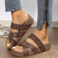 👡 ¡50% DE DESCUENTO AHORA! 🌿Sandalias de cuña para mujer con tiras trenzadas cruzadas – Diseño de doble tira, plataforma elevada y PU resistente ✨
