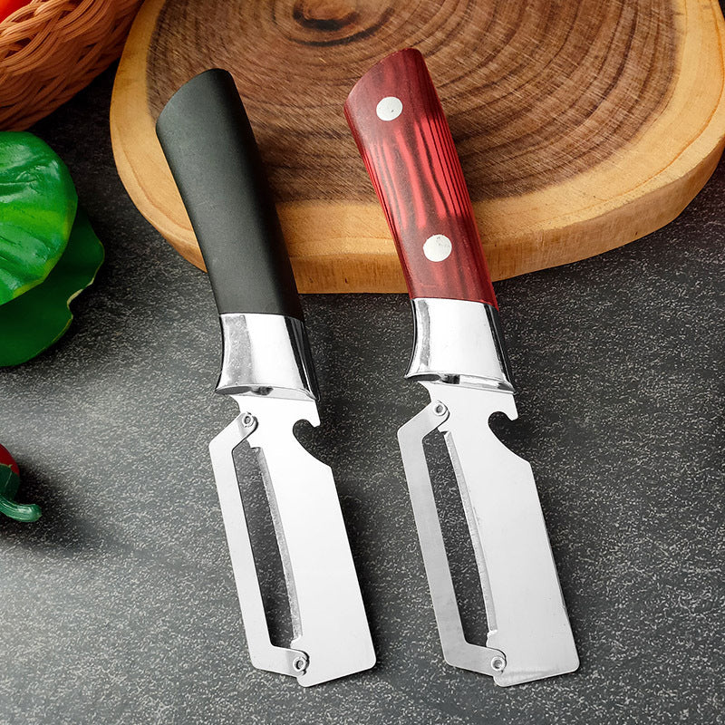 🔪 ¡OFERTA ESPECIAL 50% DE DESCUENTO AHORA! 🥒 Pelador Multifunción de Acero Inoxidable – Hoja Ancha, Afilada como Navaja, con Abrebotellas ✨