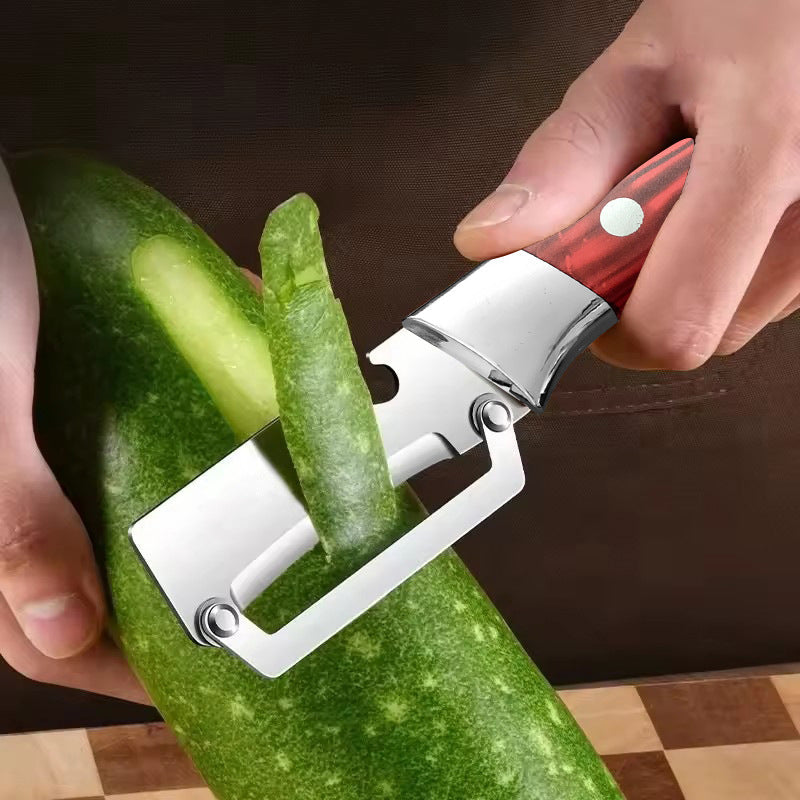 🔪 ¡OFERTA ESPECIAL 50% DE DESCUENTO AHORA! 🥒 Pelador Multifunción de Acero Inoxidable – Hoja Ancha, Afilada como Navaja, con Abrebotellas ✨