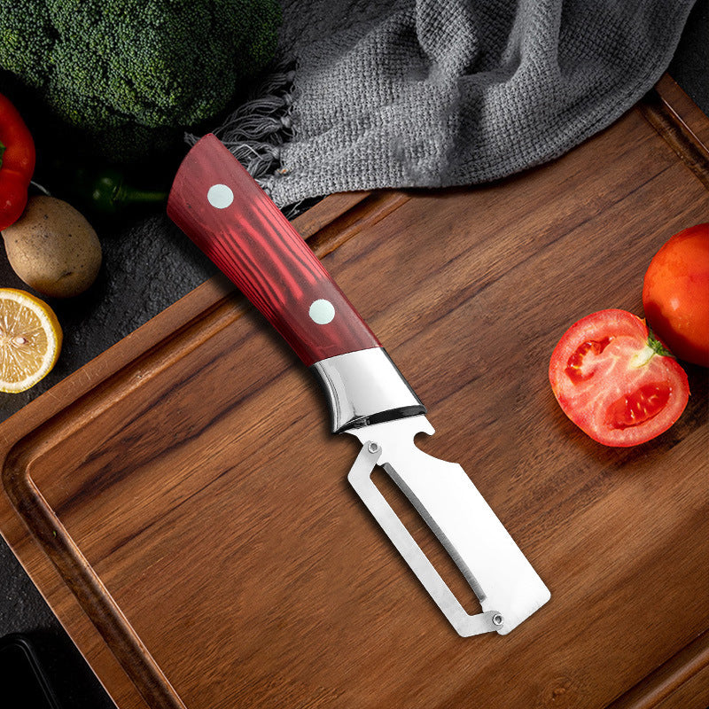 🔪 ¡OFERTA ESPECIAL 50% DE DESCUENTO AHORA! 🥒 Pelador Multifunción de Acero Inoxidable – Hoja Ancha, Afilada como Navaja, con Abrebotellas ✨
