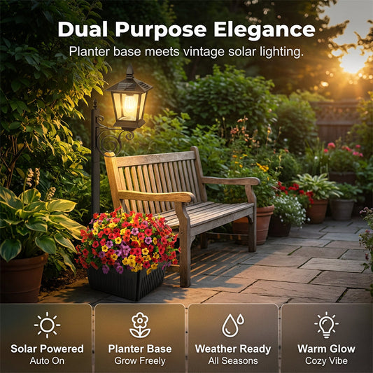 Lámpara Solar para Jardín con Base de Maceta para Exterior